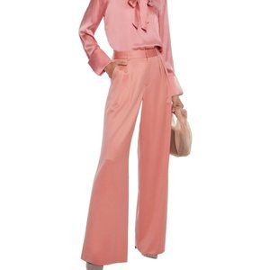 Alice & Olivia pleated wool-blend sateen wide-leg pants size 2 NWT